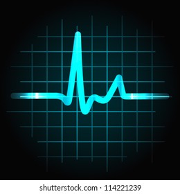 EPS 10: Normal heartbeat sinus wave with light effects, perfect for fitness, cardiovascular healthcare or others.