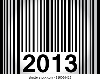 EPS 10: Original way to wish happy new year 2013 with bar code in black over white to grey gradient.