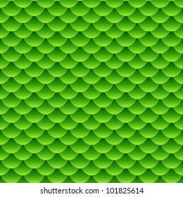 EPS 10: Seamless pattern of small colorful green fish scales forming a pattern of reptile and similar animal skin.