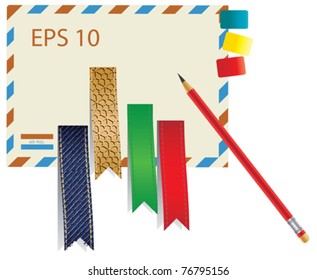 EPS 10 Set of tags and envelope on white background