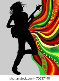EPS 10, Silhouette reggae singer on the background