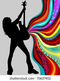 EPS 10, Silhouette of a singer on the multicolor background