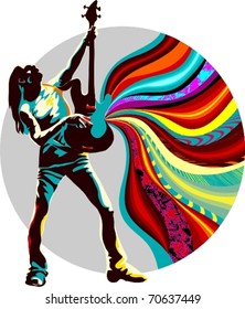 EPS 10, Singer on the multicolor background