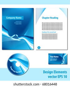 Eps 10 Template for business : cover brochure, page, disc of  presentation and visiting card