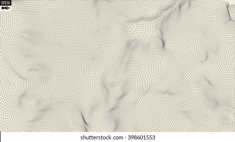EPS 10 terrain wide angle. Abstract digital vector landscape background. Cyberspace grid. 3d technology vector illustration.