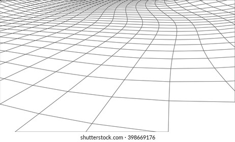EPS 10 terrain wide angle. Abstract digital vector landscape background. Cyberspace grid. 3d technology vector illustration.