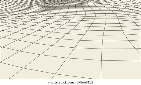 EPS 10 terrain wide angle. Abstract digital vector landscape background. Cyberspace grid. 3d technology vector illustration.