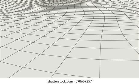 EPS 10 terrain wide angle. Abstract digital vector landscape background. Cyberspace grid. 3d technology vector illustration.