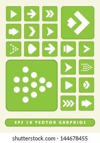 EPS 10 Vector 2D Green Arrow Icon Set Background Concept