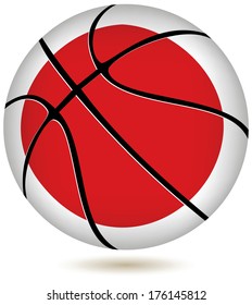 EPS 10 Vector. 3D basket ball with Japan flag on white.
