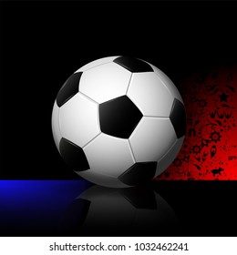 eps 10 vector 3d football ball isolated on colorful ornament background, mirror reflection. UEFA EURO 2024 symbol poster. Editable sport poster for web, print. Copa America advertising sport banner