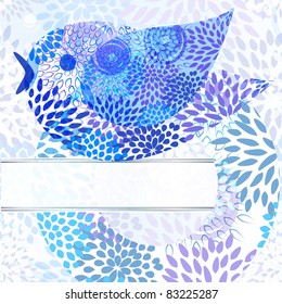 eps 10, vector abstract background with floral circle, bird,  and place for your text