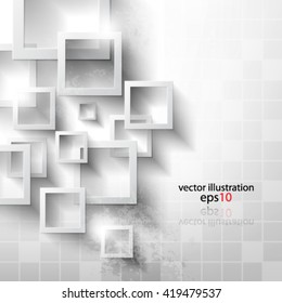 Eps 10 Vector Abstract geometric shape from gray rhombus with grunge effect