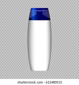 eps 10 vector advertising poster of realistic cosmetics plastic packaging isolated on transparent background. Realistic brand cosmetic tube package, cosmetic web, print banner. Add your brand name