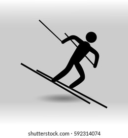 eps 10 vector Alpine Skiing Technikal sport icon. Winter sport activity pictogram for web, print, mobile. Black athlete sign isolated on gray. Hand drawn competition symbol. Graphic design clip art