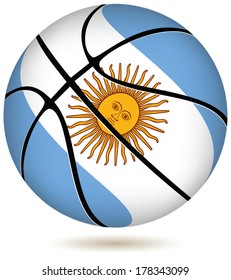 EPS 10 Vector. Basketball ball with Argentina flag on white.