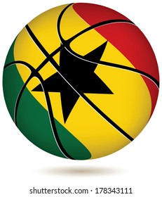 EPS 10 Vector. Basketball ball with Ghana flag on white.
