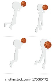 EPS 10 vector basketball players silhouette collection in slam position