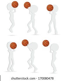 EPS 10 vector basketball players silhouette collection in shoot position