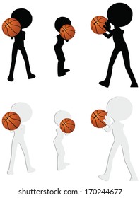 EPS 10 vector basketball players silhouette collection in pass position 