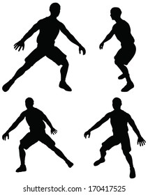 EPS 10 vector basketball players silhouette collection in defence position
