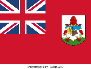 eps 10 vector Bermuda state national flag background. Original true colors symbol. Emblem and great britain icon isolated on red backdrop. Graphic design sign mockup. Editable template for web, print