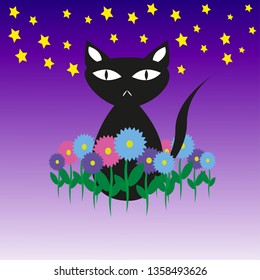 EPS 10 vector. A black cat.