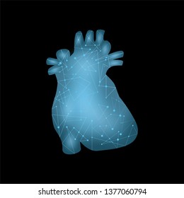 EPS 10 vector. Blue heart on black background.