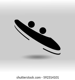 eps 10 vector Bobsleigh sport icon. Winter sport activity pictogram for web, print, mobile. Black athlete sign isolated on gray. Hand drawn competition symbol. Graphic design clip art illustration