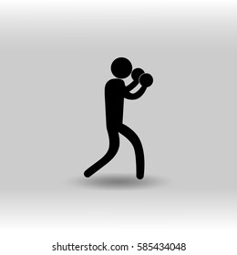 eps 10 vector Boxing sport icon. Summer sport activity pictogram for web, print, mobile. Black athlete sign isolated on gray. Hand drawn competition symbol. Graphic design clip art illustration