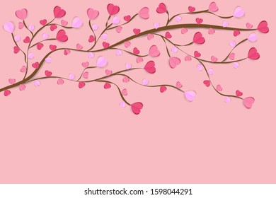 EPS 10 vector. Branch with paper cut hearts instead of leaves.