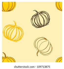 Eps 10 vector bright colorful seamless pattern with yellow pumpkin