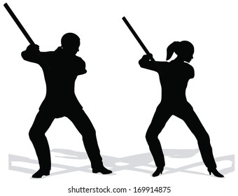 EPS 10 Vector. Business silhouette with stick shadow.
