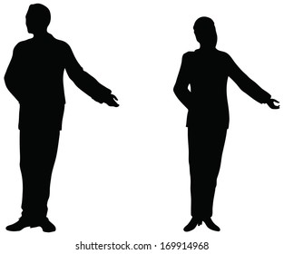 EPS 10 Vector. Businessman Presenting Isolated Over White Background