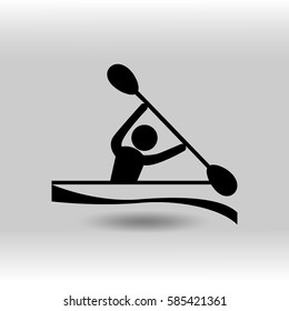 eps 10 vector Canoeing Slalom sport icon. Summer sport activity pictogram for web, print, mobile. Black athlete sign isolated on gray. Hand drawn competition symbol. Graphic design clip art element