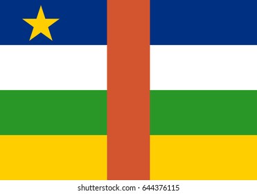 eps 10 vector Central African Republic state flag. CAR national background. Original colors symbol. Stripes and star emblem icon. Graphic clip art design sign mockup. Editable template for web, print