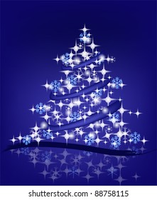 EPS 10 vector - Christmas tree made of snowflakes and lights