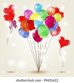 Eps 10 vector - colorful background with different kinds of balloons