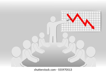eps 10 vector corporate life icon. Leader showing chart at meeting. people silhouettes. Social icon. Flat user group network. Corporate team group. Community member icon. Business team activity