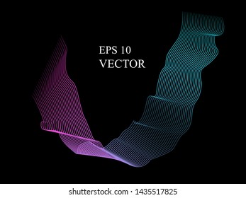 EPS 10 vector. Curved lines and waves. Futuristic concept.