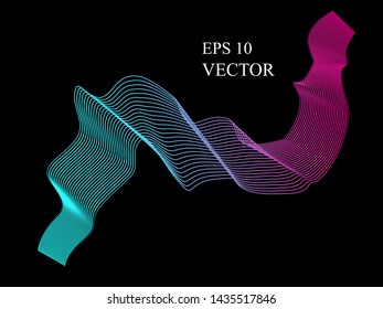 EPS 10 vector. Curved lines and waves. Futuristic concept.