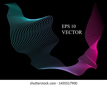 EPS 10 vector. Curved lines and waves. Futuristic concept.