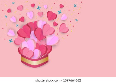 EPS 10 vector. Cute paper cut hearts. Valentines day concept.