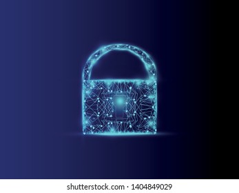 EPS 10 vector. Cyber security concept. Lock made with technological design.