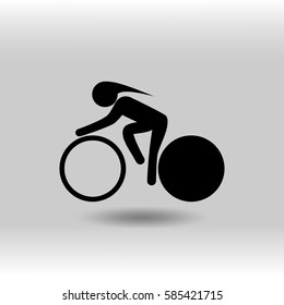 eps 10 vector Cycling Track sport icon. Summer sport activity pictogram for web, print, mobile. Black athlete sign isolated on gray. Hand drawn competition symbol. Graphic design clip art element