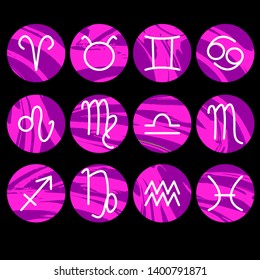 EPS 10 vector. Design of 12 zodiac signs. Astrology set.