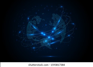 EPS 10 vector. Earth in technology style. Connection and globalization concept.