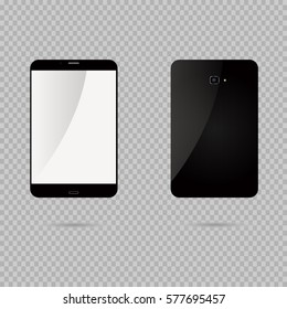 eps 10 vector electronic gadget isolated on transparent background. Front and back side of tablet. Lcd touch screen device.  Graphic design mock up. Editable template for web and print