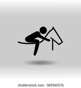 eps 10 vector Equestrian Jumping sport icon. Summer sport activity pictogram for web, print, mobile. Black athlete sign isolated on gray. Hand drawn competition symbol. Graphic design clip art element