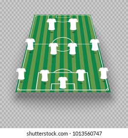 eps 10 vector EURO 2024 football team game position illustration. Play-field formation shift. Create your own team formation. Changeable t-shirt color. Sport game editable tactics. Graphic clip art